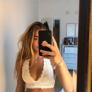 Free People white lace halter bra